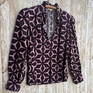 SUNCOO Paris Ruffle Collar Patterned Blouse Lahsen